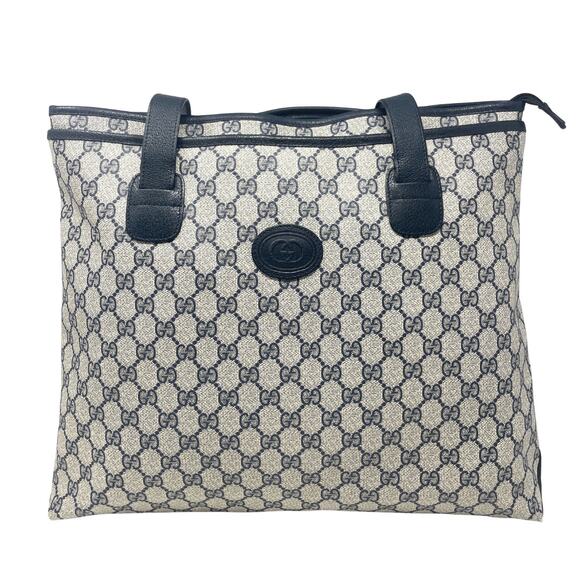 Gucci Bag Shoulder Tote Purse GG Guccissima Monogram Black Grey Leather Canvas - Picture 2 of 11